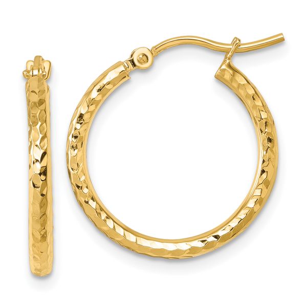 Leslie's 10k Diamond-cut 2mm Round Tube Hoop Earrings