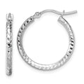 Leslie's 10k White Gold Diamond-cut 2mm Round Tube Hoop Earrings