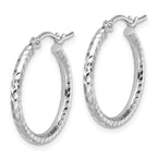 Leslie's 10k White Gold Diamond-cut 2mm Round Tube Hoop Earrings - Image 2