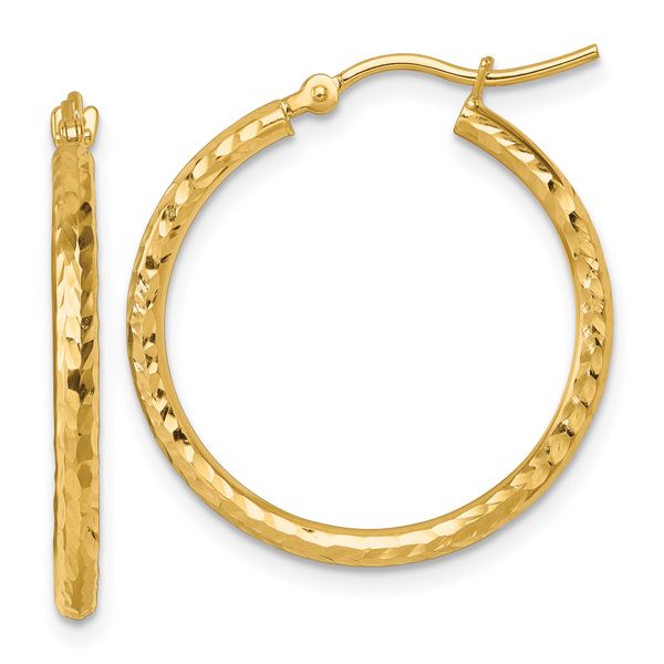 Leslie's 10k Diamond-cut 2mm Round Tube Hoop Earrings