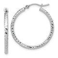 Leslie's 10k White Gold Diamond-cut 2mm Round Tube Hoop Earrings
