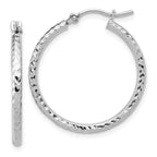 Leslie's 10k White Gold Diamond-cut 2mm Round Tube Hoop Earrings