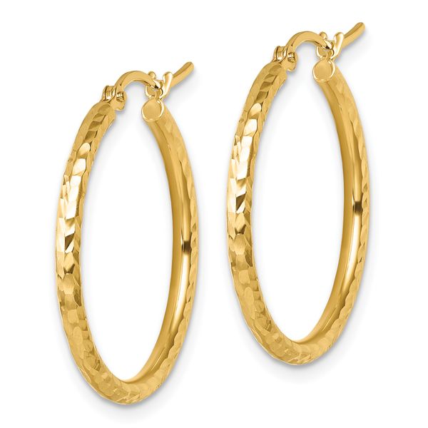Leslie's 10k Diamond-cut 2mm Round Tube Hoop Earrings - Image 2