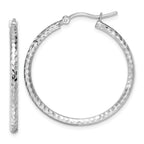 Leslie's 10k White Gold Diamond-cut 2mm Round Tube Hoop Earrings