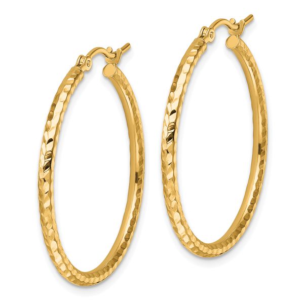 Leslie's 10k Diamond-cut 2mm Round Tube Hoop Earrings - Image 2