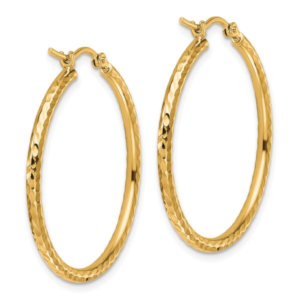 Leslie's 10k Diamond-cut 2mm Round Tube Hoop Earrings - Image 4