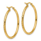 Leslie's 10k Diamond-cut 2mm Round Tube Hoop Earrings - Image 4