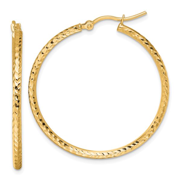 Leslie's 10k Diamond-cut 2mm Round Tube Hoop Earrings