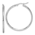Leslie's 10k White Gold Diamond-cut 2mm Round Tube Hoop Earrings