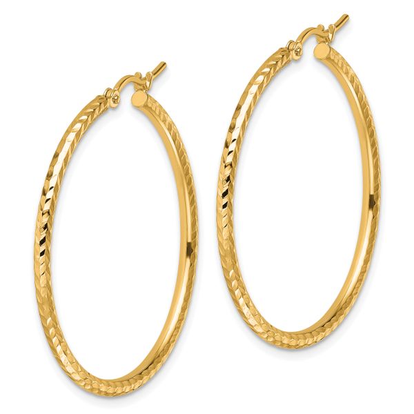 Leslie's 10k Diamond-cut 2mm Round Tube Hoop Earrings - Image 2