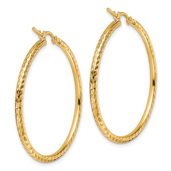 Leslie's 10k Diamond-cut 2mm Round Tube Hoop Earrings - Image 4