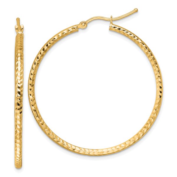 Leslie's 10k Diamond-cut 2mm Round Tube Hoop Earrings