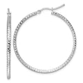 Leslie's 10k White Gold Diamond-cut 2mm Round Tube Hoop Earrings