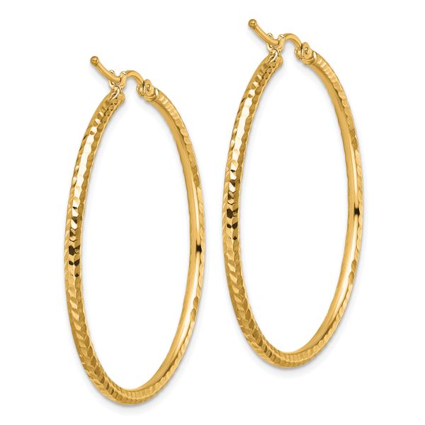 Leslie's 10k Diamond-cut 2mm Round Tube Hoop Earrings - Image 4