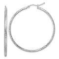 Leslie's 10k White Gold Diamond-cut 2mm Round Tube Hoop Earrings