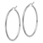Leslie's 10k White Gold Diamond-cut 2mm Round Tube Hoop Earrings - Image 2