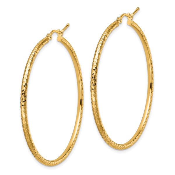 Leslie's 10k Diamond-cut 2mm Round Tube Hoop Earrings - Image 2