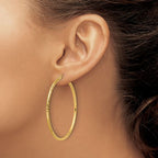 Leslie's 10k Diamond-cut 2mm Round Tube Hoop Earrings - Image 3