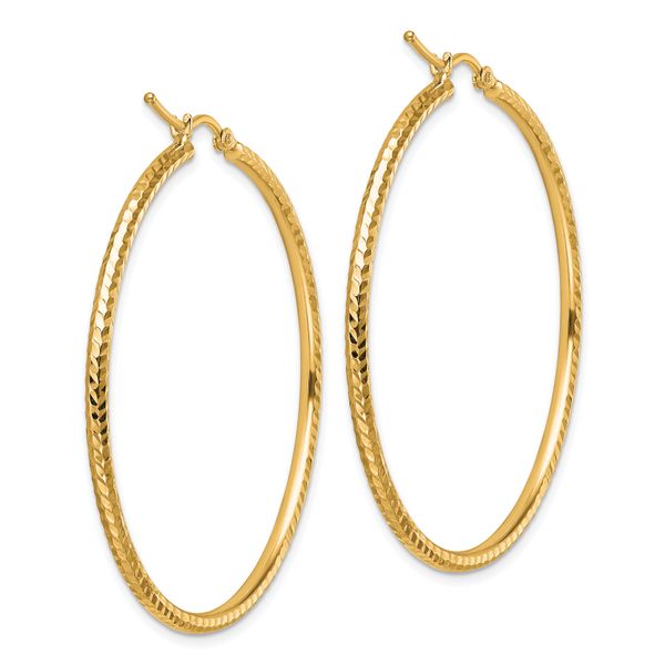 Leslie's 10k Diamond-cut 2mm Round Tube Hoop Earrings - Image 4
