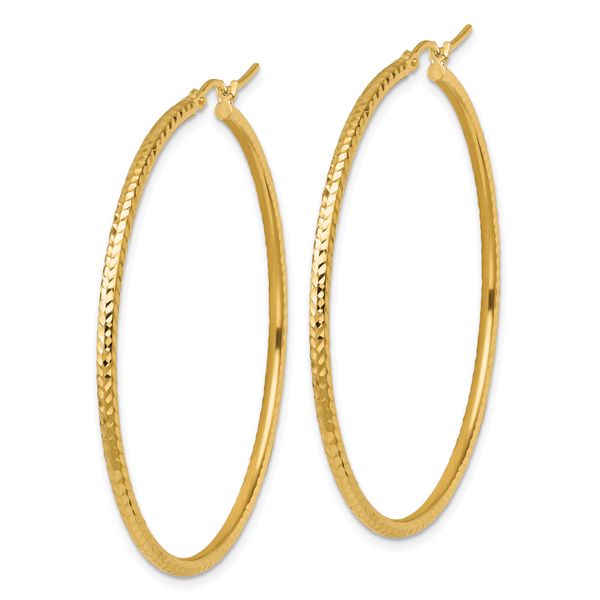 Leslie's 10k Diamond-cut 2mm Round Tube Hoop Earrings - Image 2