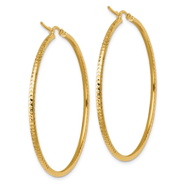Leslie's 10k Diamond-cut 2mm Round Tube Hoop Earrings - Image 4