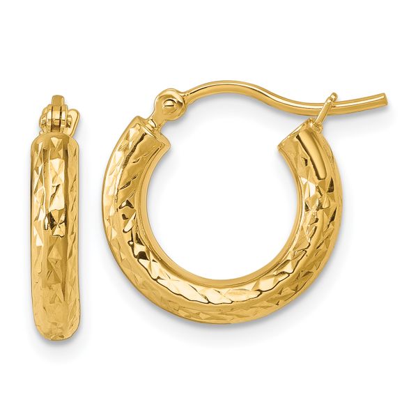 Leslie's 10k Diamond-cut 3mm Round Hoop Earrings