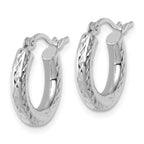 Leslie's 10k White Gold Diamond-cut 3mm Round Hoop Earrings - Image 2