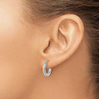 Leslie's 10k White Gold Diamond-cut 3mm Round Hoop Earrings - Image 3