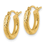 Leslie's 10k Diamond-cut 3mm Round Hoop Earrings - Image 2