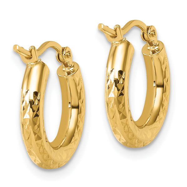 Leslie's 10k Diamond-cut 3mm Round Hoop Earrings - Image 4