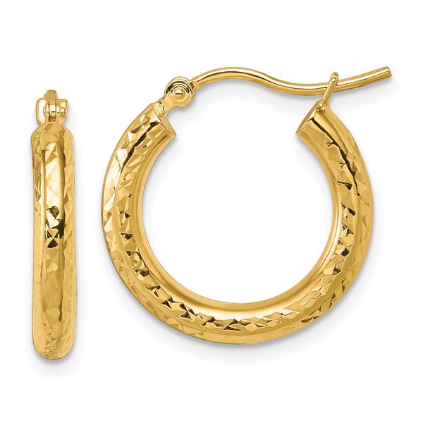 Leslie's 10k Diamond-cut 3mm Round Hoop Earrings