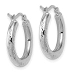 Leslie's 10k White Gold Diamond-cut 3mm Round Hoop Earrings - Image 4