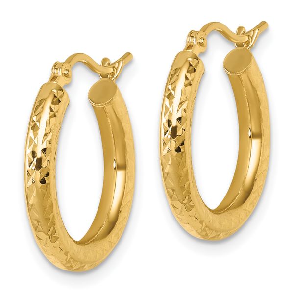 Leslie's 10k Diamond-cut 3mm Round Hoop Earrings - Image 2