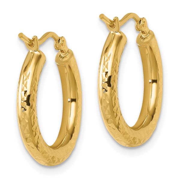 Leslie's 10k Diamond-cut 3mm Round Hoop Earrings - Image 4