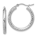 Leslie's 10k White Gold Diamond-cut 3mm Round Hoop Earrings