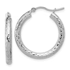 Leslie's 10k White Gold Diamond-cut 3mm Round Hoop Earrings