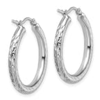 Leslie's 10k White Gold Diamond-cut 3mm Round Hoop Earrings - Image 4