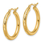 Leslie's 10k Diamond-cut 3mm Round Hoop Earrings - Image 2