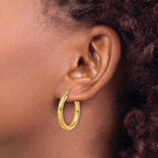 Leslie's 10k Diamond-cut 3mm Round Hoop Earrings - Image 3