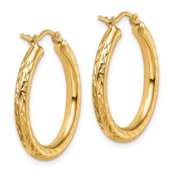 Leslie's 10k Diamond-cut 3mm Round Hoop Earrings - Image 4