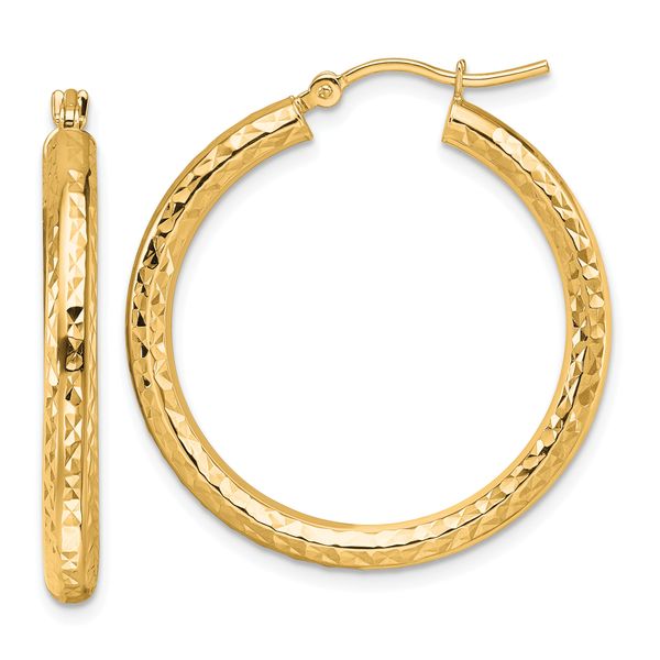 Leslie's 10k Diamond-cut 3mm Round Hoop Earrings