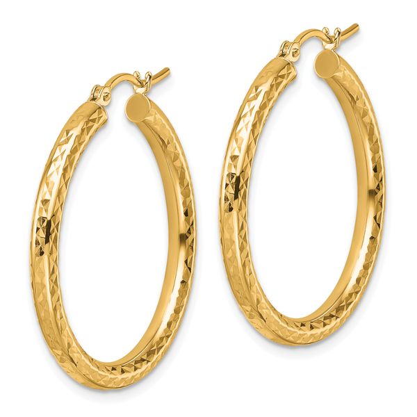 Leslie's 10k Diamond-cut 3mm Round Hoop Earrings - Image 2
