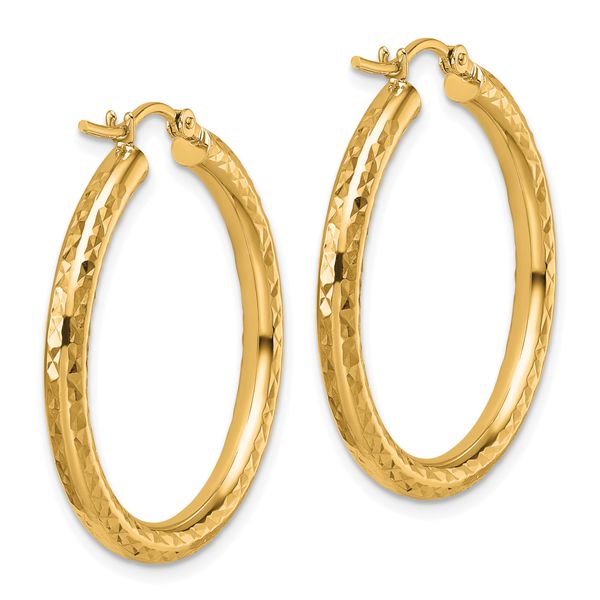 Leslie's 10k Diamond-cut 3mm Round Hoop Earrings - Image 4
