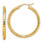 10k Diamond-cut 3mm Round Hoop Earrings