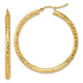 10k Diamond-cut 3mm Round Hoop Earrings