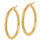 10k Diamond-cut 3mm Round Hoop Earrings - Image 2