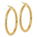 10k Diamond-cut 3mm Round Hoop Earrings - Image 4