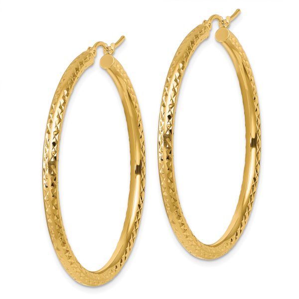 Leslie's 10k Diamond-cut 3mm Round Hoop Earrings - Image 2