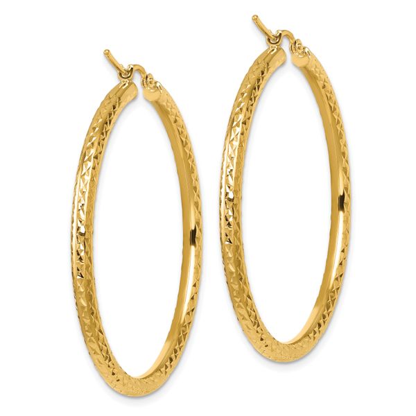 Leslie's 10k Diamond-cut 3mm Round Hoop Earrings - Image 4