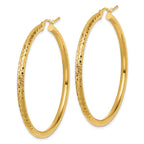 10k Diamond-cut 3mm Round Hoop Earrings - Image 2